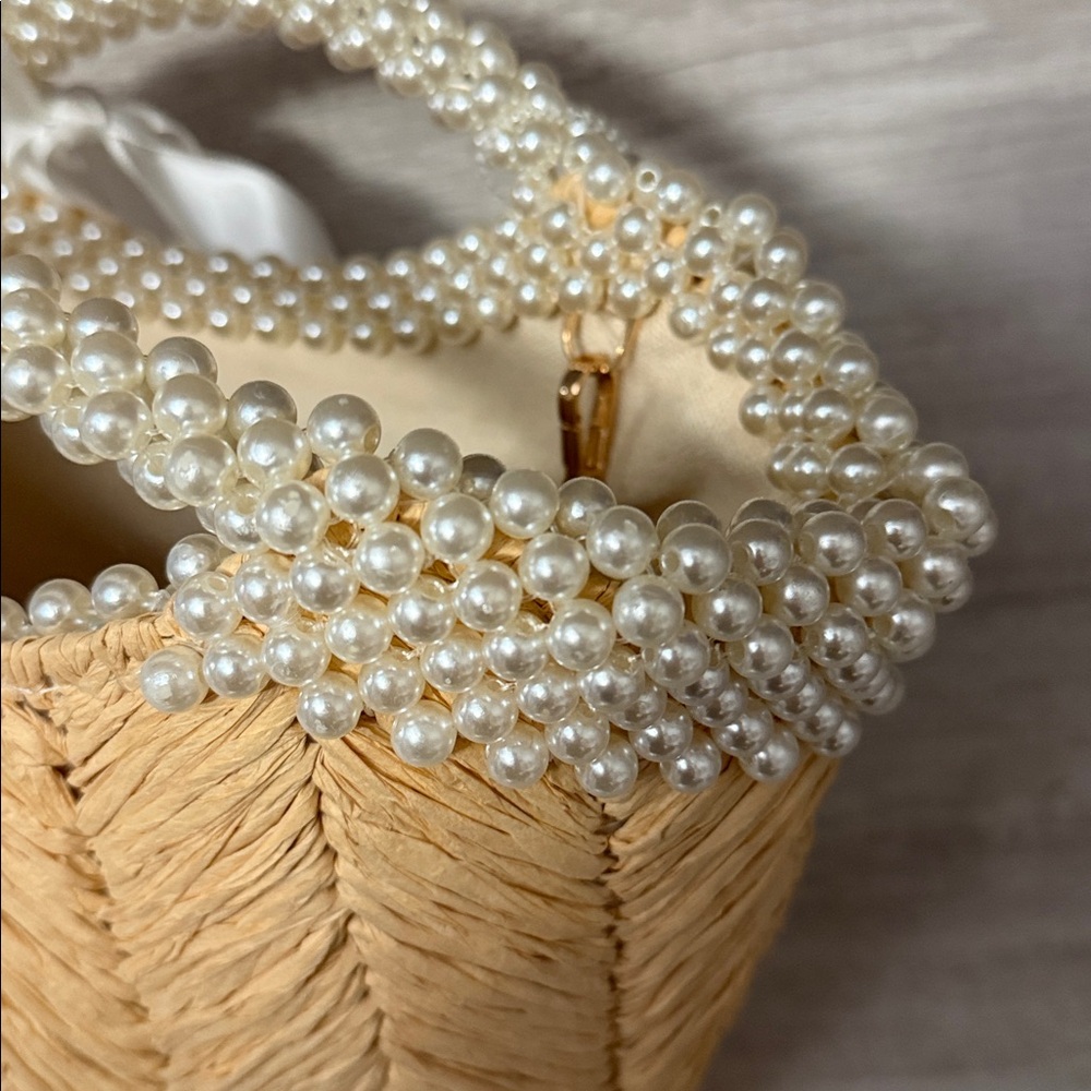 Urban Expressions Pearl-Embellished Tan Tote - Picture 2 of 7